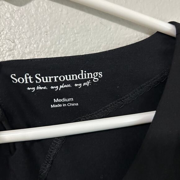 Soft Surroundings Blouse Women Medium Black Belvedere Tunic Sheer Sleeve - Picture 6 of 10